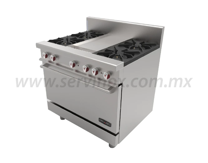 Estufa con 4 Quemadores Horno y Plancha Drago CG41P